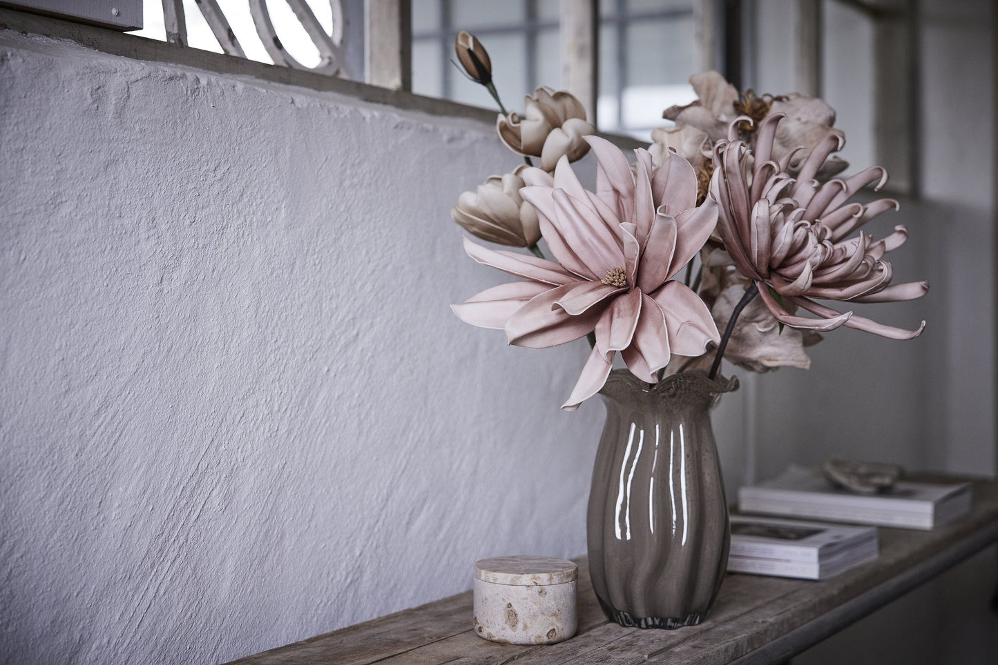 FloraVale 100x17.0x5.5 cm. Rose/Off White artificial