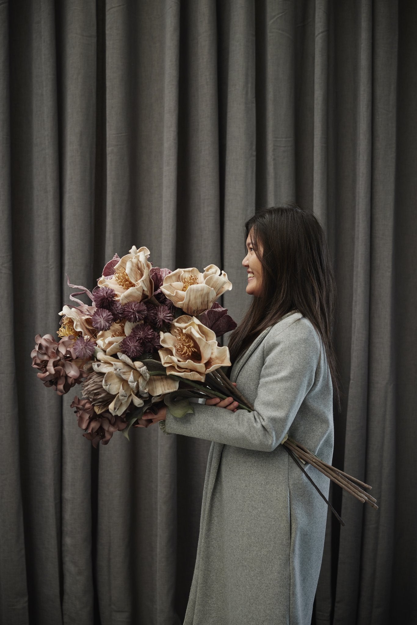 FloraVale 100x35.0x20.0 cm. Linen/Rose artificial